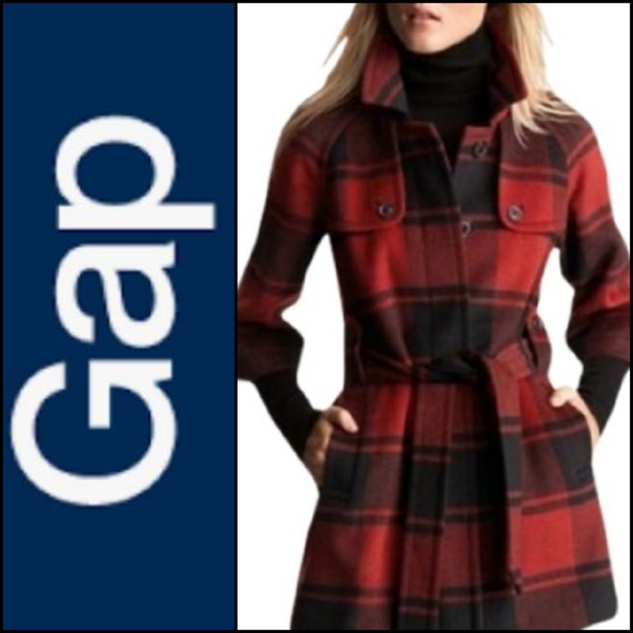 Gap Jackets & Blazers - GAP Wool Blend Belted Buffalo Plaid Coat!